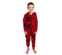 United Labels - Pigiama Marvel Spiderman con cappuccio per ragazzi, Rosso, tuta lunga, pigiama intero per bambini, Colore: rosso, 110-116