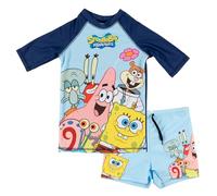 United Labels Spongebob - Costume da bagno a testa di spugna, 2 pezzi, protezione UV 50, per ragazzi, blu, costume da bagno per bambini con camicia e costume da bagno