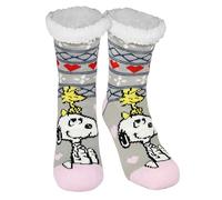 United Labels The Peanuts Snoopy Cottage Socks - Calzini accoglienti e caldi da donna, grigio/rosa, adulti, M, 35, 38