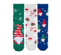 United Labels Wichtel - Calzini di Babbo Natale per ragazzi e ragazze, calzini natalizi per bambini, calzini invernali, calzini per bambini (confezione da 3), blu/verde/grigio, 31-34