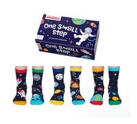 United Oddsocks - Confezione da 6 calzini Mix & Match per bambini, novità calzini per bambini 4-6 anni, taglia UK 9-12 (EU 27-30), Un piccolo passo, One Size