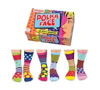 United Oddsocks - Confezione Da 6 Calzini Spaiati Donna Taglia 37-42 (Modello Polka Face)