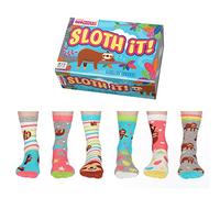 United Oddsocks Sloth It - Confezione da 6 paia di calzini Odd, Multicolore, 4-8