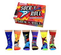 United Oddsocks - Sock n Roll - Confezione da 6 calzini colorati Mix & Match Rock and Roll da uomo, UK 6-11 | EUR 39-46 | US 7-12. Divertente e stravagante regalo di compleanno, Natale, festa del papà
