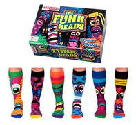 United Oddsocks The Funk Heads - Box of 6 Calf Socks for Men UK 6-11 (EUR 39-46) Fun and Quirky Gift for Men
