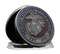 United States Marine Corps Challenge Coin EST.1775 U.S.M.C - Medaglia in metallo con custodia in plastica