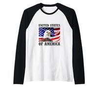 United States of America - Maglietta con Bandiera Aquila Maglia con Maniche Raglan