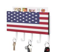 United_States of America - Portachiavi con bandiera nazionale degli Stati Uniti d'America, montaggio a parete, ganci per chiavi, autoadesivo, organizer classico, decorazione per la casa per ingresso
