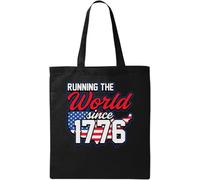 United States of America Running The World Since 1776 - Borsa tote in cotone ecologico naturale, colore: Nero, Nero , Taglia unica