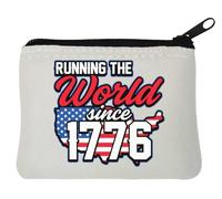 United States of America Running The World Since 1776 - Portamonete in neoprene, 10 x 11 cm, colore: Bianco