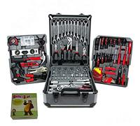 UNITED TRADE TROLLEY PROFESSIONALE CASSETTA ATTREZZI COMPLETA IN CHROME VANADIUM CASSETTA UTENSILI SET DA 187 PEZZI CON CHIAVI INGLESI FISSE + OMAGGIO orologio/sveglia Masha ed Orso