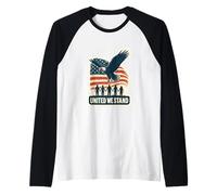 United We Stand: Aquila e Bandiera - American Freedom Unity Maglia con Maniche Raglan