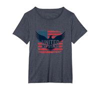 United We Stand Bandiera Americana Aquila Patriottica Emblema Maglietta, Donna Plus-Size, Pervinca, 1X