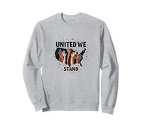 United We Stand: Diverse America Unity Felpa, Unisex per Adulti, Grigio Melange, XL