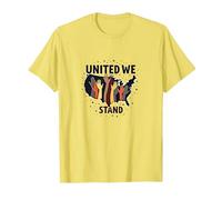 United We Stand: Diverse America Unity Maglietta, Uomo, Limone, 3XL