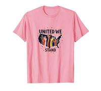 United We Stand: Diverse America Unity Maglietta, Uomo, Rosa, 3XL