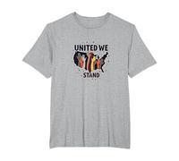 United We Stand: Diverse America Unity Maglietta, Uomo Taglie Grandi, Grigio Melange, 2X Tall
