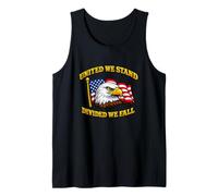 United We Stand Divided We Fall Patriotic America Flag Citazione Canotta