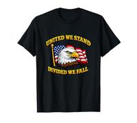 United We Stand Divided We Fall Patriotic America Flag Citazione Maglietta