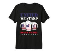 United We Stand Drunk We Fall Drinking Beer 4th of July Maglietta Premium