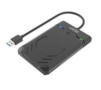 UNITEK Box esterno HDD/SSD 2,5" Y-3036 – cavo USB 3.0 integrato, montaggio senza attrezzi, Nero