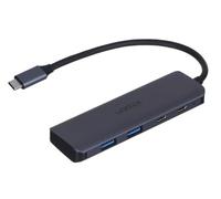 UNITEK Alluminio 4 in 1 USB 3.2 Gen1 trasferimento dati 5 Gbps cavo integrato 15 cm con spina USB-C 4 porte, 2 x USB-C 2 x USB-A Plug and Play Colore Space Grigio consigliato per MacBook