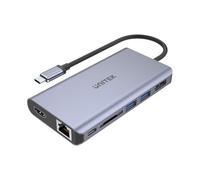 UNITEK Hub USB-C con MST Triplo display, 2* HDMI + VGA, 1* porta USB-A e USB-C Power Delivery 100W │ USB 3.1 5 Gbps, 4K@30Hz, 2K@60Hz, Alluminio