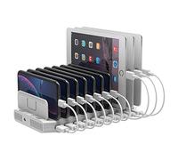UNITEK Stazione di Ricarica per più dispositivi, Dock di Ricarica USB Multipla con divisori Regolabili, QC 3.0 e SmartIC, iPhone, iPad, Supporto Organizer per Tablet- (Certificato CE)