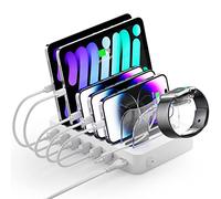 Unitek Stazione di ricarica rapida per più dispositivi, 60 W, 6 porte, dock di ricarica con QC 3.0, organizer per stazione di ricarica USB con 7 cavi di ricarica corti per telefoni, tablet e altri