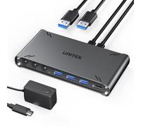 Unitek Switch KVM HDMI Dual Host one Monitor USB C Type-C HDMI Switcher con 3 porte USB 10Gbps 2 porte USB 2.0 Condivisione Multi Dispositivi 4K @30Hz PC/Mac Compatibile Trasferimento file