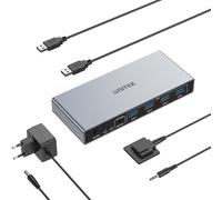 Unitek Switch KVM HDMI USB 3.0 1 monitor 2 computer 4K@60Hz Switch KVM 4 porte USB per 2 computer che condividono monitor tastiera mouse dischi rigidi 5Gbps 2 cavi Adattatore DC5V e controller desktop