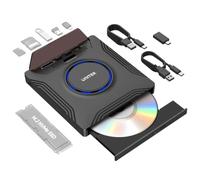 UNITEK Unità CD/DVD Esterna 7-in-1 per Notebook, Slot M.2 NVMe 10 Gbps, SD/MicroSD, USB-C/A, Trasferimento Diretto da CD a M.2 per Ufficio e Creativi