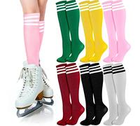 Unittype 6 paia di calzini alti al ginocchio arcobaleno per le donne calzini a righe calzini lunghi calzini a tubo calzini per pattinaggio a rotelle calzini regali per festa di Natale di Halloween,