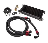 Universal 10 Row Engine 10AN Oil Cooler & Oil Filter Adapter Hose Nero Nuovo