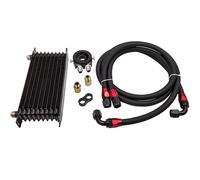 Universal 10 Row Engine 10AN Oil Cooler + Oil Filter Adapter Hose Nero Nuovo