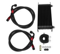 Universal 10 Row Engine 10AN Oil Cooler + Oil Filter Adapter Hose Nero Nuovo