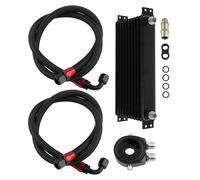 Universal 10 Row Engine Transmission 10-AN Oil Cooler + Oil Filter Adapter Hose