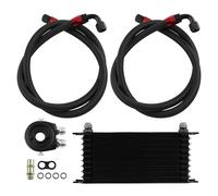 Universal 10 Rows Engine Transmission 10-AN Oil Cooler + Oil Filter Adapter Hose