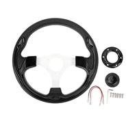Universal 13in Racing Steering Wheel, PU Leather Wrap Aluminum Frame Comfortable Grip, 6 - Hole Bolt Pattern with Horn Button for Standard Hub Adapter, Sporty Car Interior Upgrade (Nera)