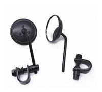 Universal 22mm-25mm 7/8" Handle Bar Motorcycle Retro Round Rearview Mirror | For handle bar end mirrors, stainless steel, vintage style, 22mm-25mm clamp, 7/8 inch size(Black)