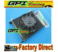 Universal 30 Row Engine Transmission 10an Oil Cooler + 7" Fan Radiatore olio