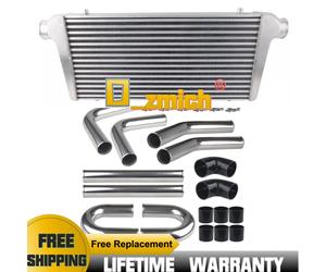 Universal Aluminum Intercooler 24"x13"x3" + 3" Intercooler Piping Kit Chrome new