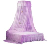 UNIVERSAL DOME BED CANOPY SINGLE ENTRANCE FINE MESH LACE CURTAIN PRINCESS STYLE BEDROOM DECORATION (Viola)