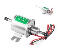 Universal Electric Fuel Pump Kit 12V 24V 8mm Low Pressure 3-6 PSI HEP-02A 6.56 FT 5/16" ID Inline Gas Diesel Fuel Transfer Pump for Carburetor Car Truck Lawn Mower Boats (Silver,24V)