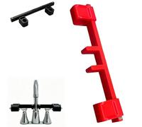 Universal Faucet Handle Lock for Double Sinks,Adjustable Faucet Dual Handle Locks with Central Pipe Fixation,Child & Pet Proof Faucets Guard for Kitchen, Bathroom (Red)