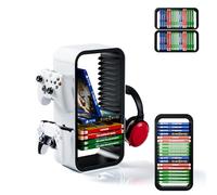 Universal Games Storage Tower "Pro" - Fino a 18 giochi - Con supporto controller per un massimo di 4 gamepad - Accessori di gioco per PS5, PS4, PS3, XBOX X/S/One, Switch, Switch OLED, Blue Ray, DVD