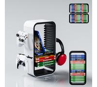 Universal Games Storage Tower "Pro" - Fino a 18 giochi - Con supporto controller per un massimo di 4 gamepad - Accessori di gioco per PS5, PS4, PS3, XBOX X/S/One, Switch, Switch OLED, Blue Ray, DVD