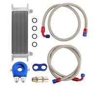 Universal Intercooler 13 Row Oil Cooler AN10 Filter Adapter Oil Lines Hose Kit