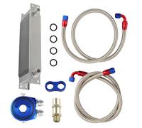 Universal Intercooler 13 Row Oil Cooler AN10 Filter Adapter Oil Lines Hose Kit