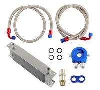 Universal Intercooler 13 Row Oil Cooler AN10 Filter Adapter Oil Lines Hose Kit